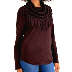 NWT Style&Co Dark Chocolate Fringe Sweater. Size XL